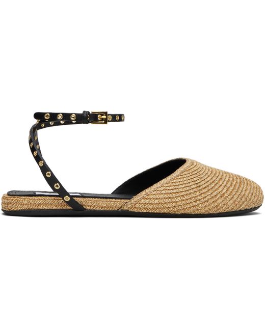 Alaïa Black Paper Straw Ballerina Flats