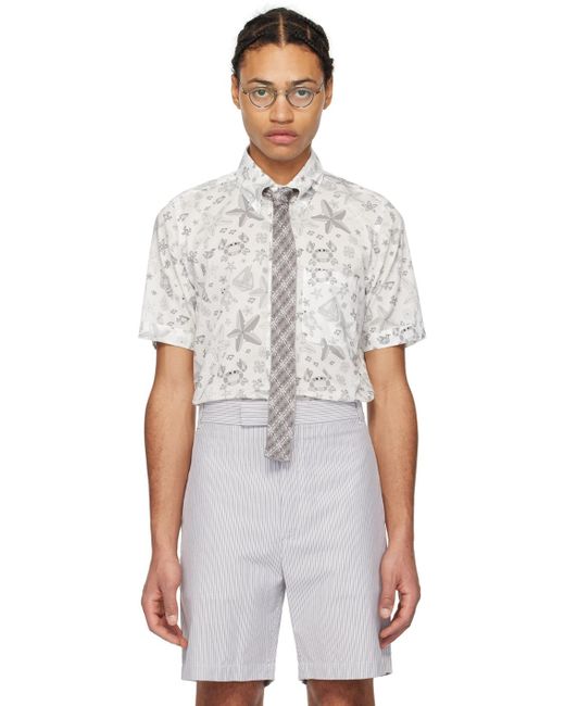 Thom Browne Multicolor White Printed Shirt for men