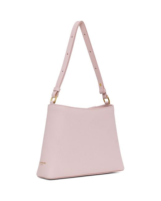 Balmain Pink Emblème Grained Calfskin Shoulder Bag