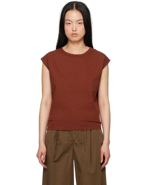 Lemaire レッド キャップスリーブ Tシャツ Brown