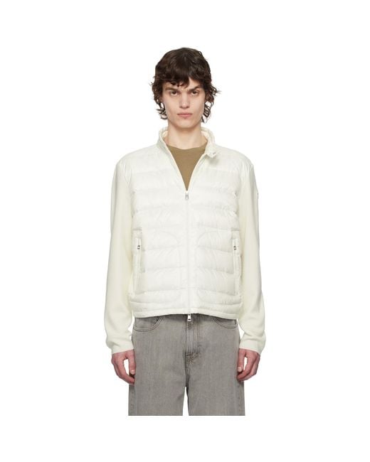 Moncler White Padded Wool Zip-Up Down Jacket for men