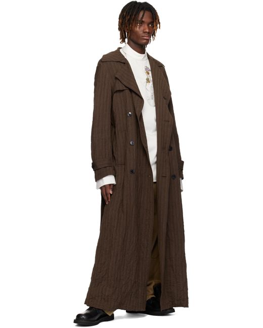 メンズ Dries Van Noten ブラウン ダブルブレスト トレンチコート Black