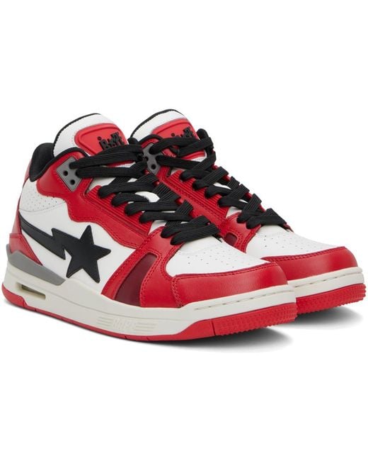 A Bathing Ape Red & White Clutch Sta #1 Sneakers