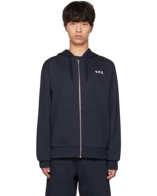 A.P.C. Blue . Navy Quentin Hoodie for men