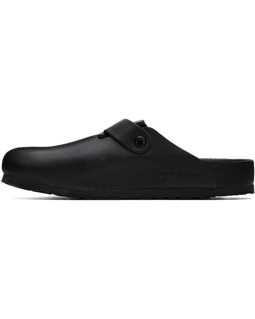 Birkenstock Black Regular Boston Leather Slip-On Loafers for men