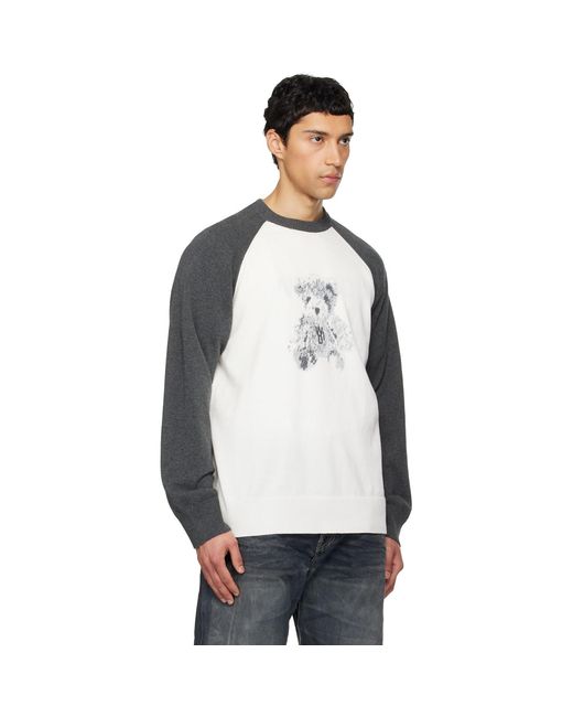 we11done White Teddy Raglan Sweater for men