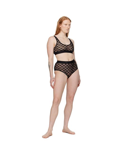 Palm Angels Black Monogram Bra
