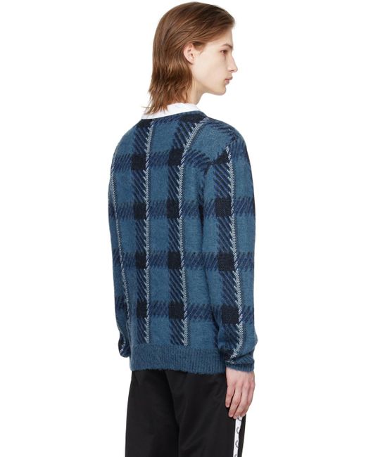 Fred Perry Blue Glitch Tartan Sweater for men