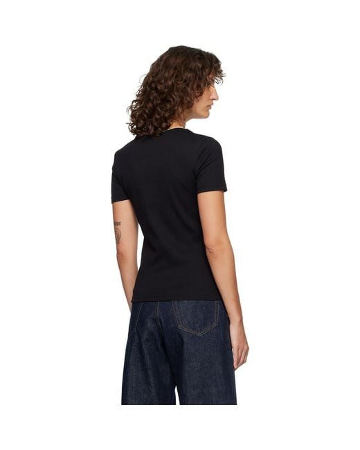 Burberry Black Check Trim Stretch Cotton T-Shirt