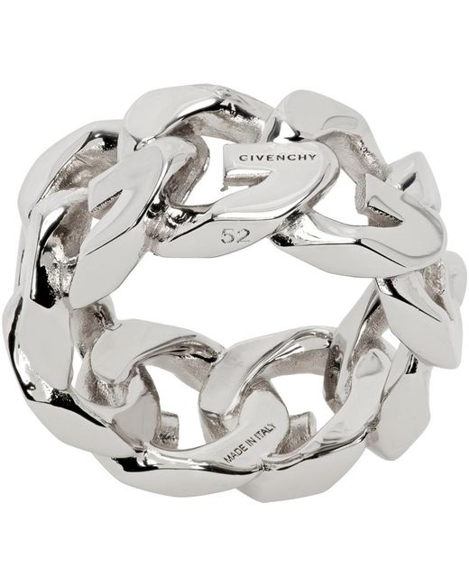Givenchy Metallic Silver G Chain Ring