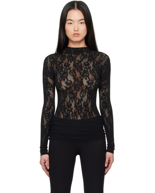 Skims Black Knit Lace Bodysuit