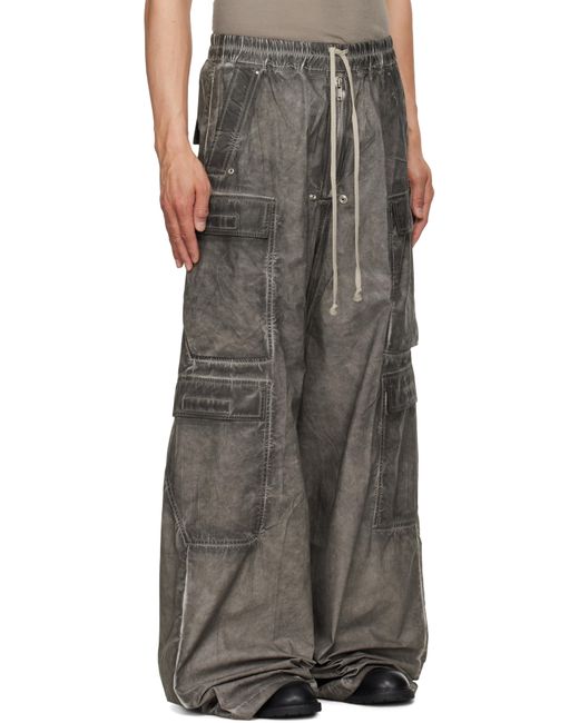 メンズ Rick Owens グレー Hollywood Double Jumbo Belas カーゴパンツ Black