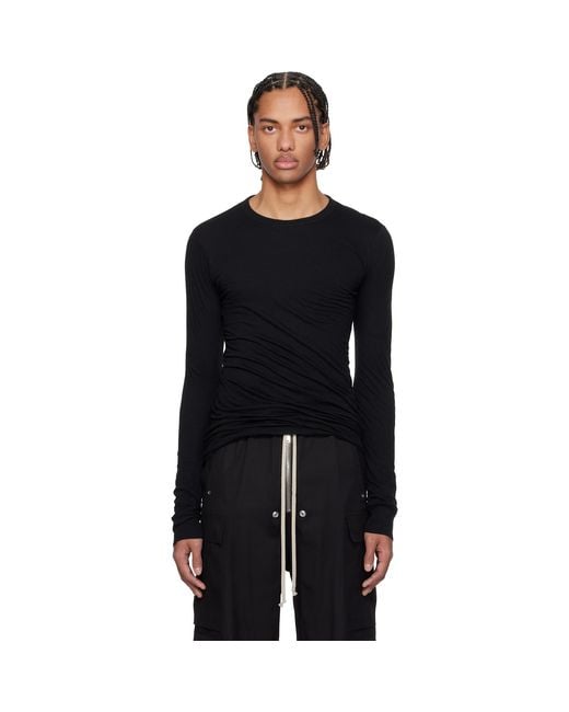 Rick Owens Black Temple Double Ls T-Shirt for men