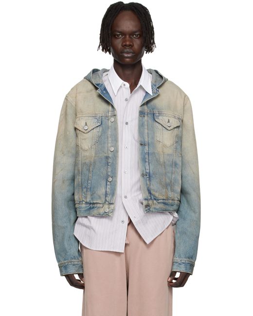 メンズ Acne ブルー フード付き デニムジャケット Black