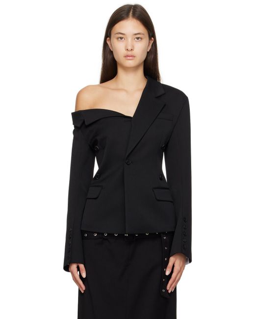 ROKH Black Asymmetric Collar Blazer