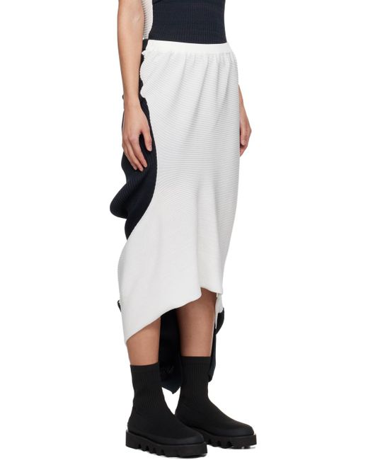 Issey Miyake Black Navy & White Aerate Midi Skirt