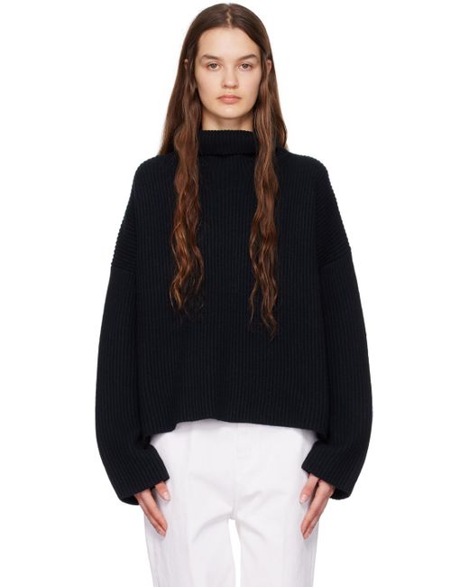 Totême  Black Wool Rib Knit Sweater