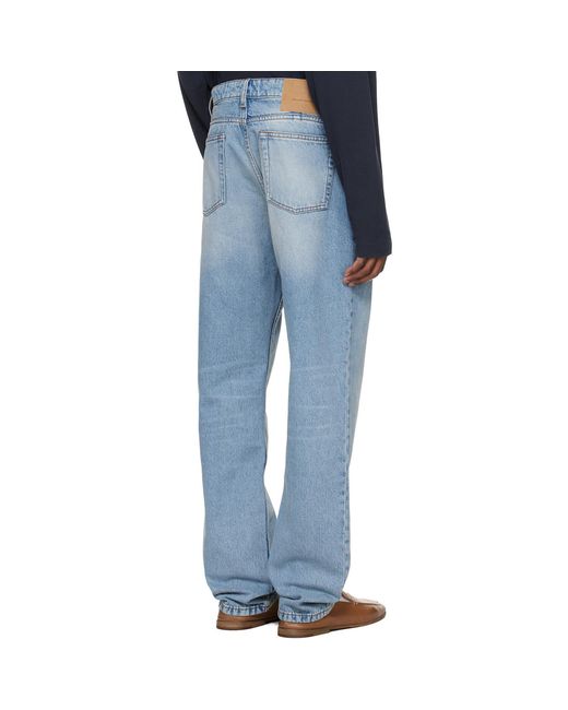 AMI Blue Cotton Classic Fit Jeans for men