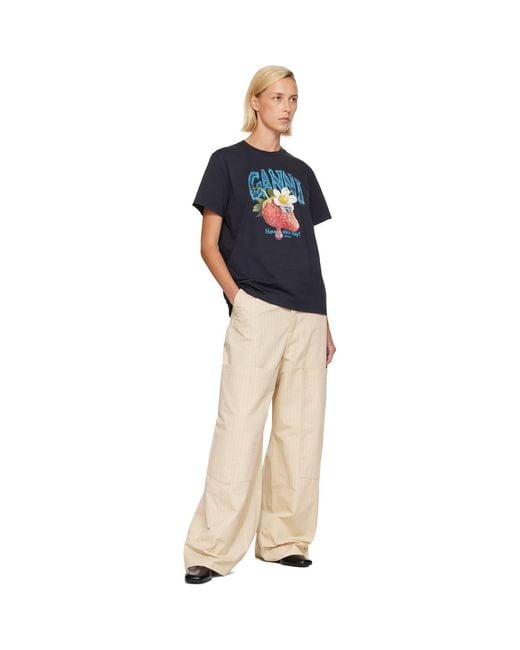 Ganni Blue Strawberry T-Shirt