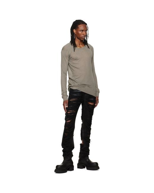 Rick Owens Black Tower Fog Cut Jeans for men