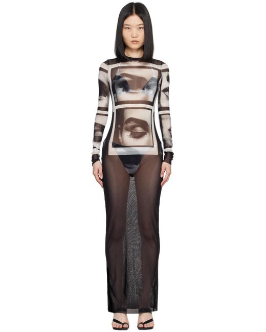Jean Paul Gaultier Black 'The Eyes And Lips' Maxi Dress
