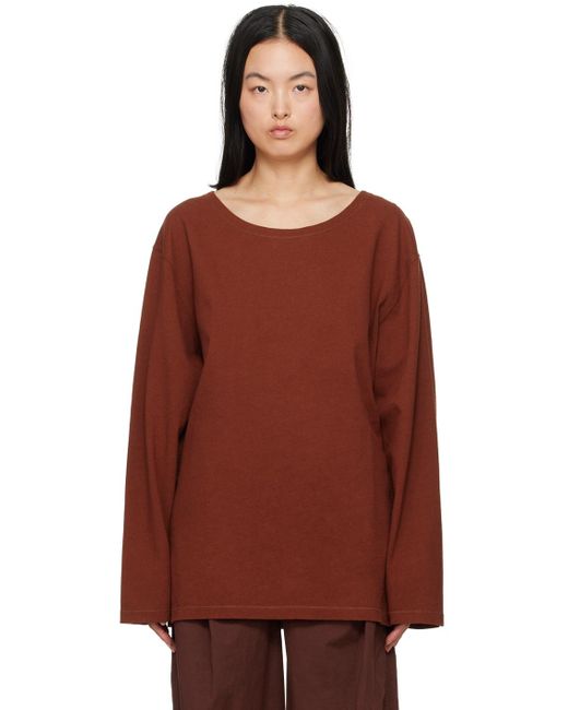 Lemaire Red Wide Neck Long Sleeve T-Shirt