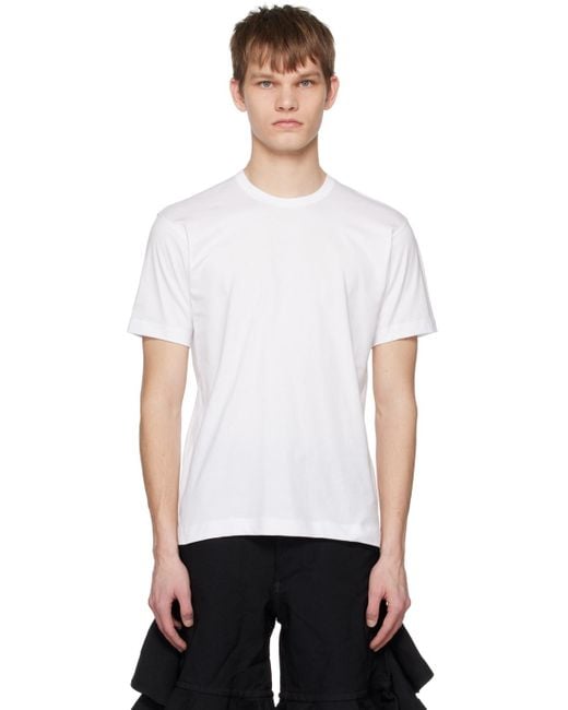 メンズ Comme des Garçons ホワイト クルーネックTシャツ White