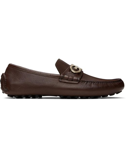 Ferragamo Black Brown Gancini Ornament Loafers for men