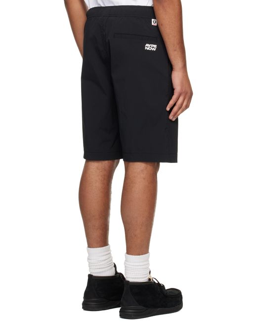 Aape By A Bathing Ape Black 'Aapenow' Moonface Logo Shorts for men