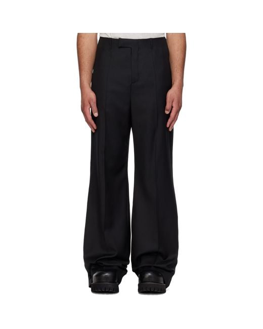 MATIERES FECALES Black Wool Trousers for men