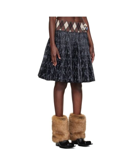 Chopova Lowena Black Crescent Pleated Knee Miniskirt
