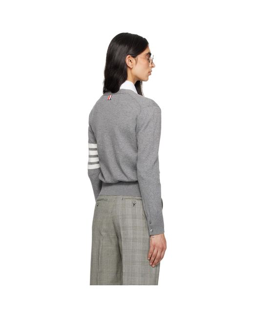 Thom Browne Black Tennis Racquets 4-Bar Cotton V-Neck Cardigan