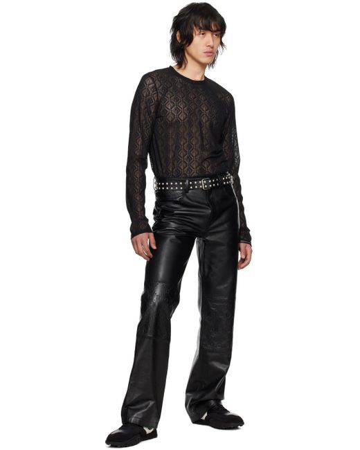 T-shirt à manches longues noir à motifs moon et à carreaux MARINE SERRE pour homme en coloris Black
