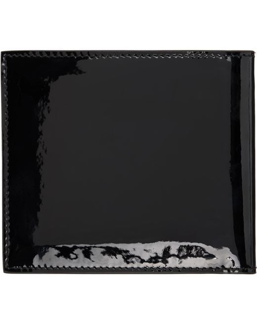 Thom Browne Black Patent 4-Bar Bifold Wallet for men