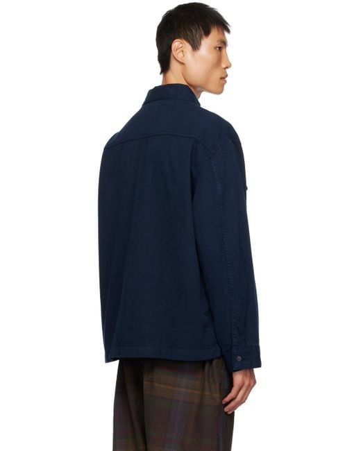 Lemaire Blue Navy Garment-dyed Denim Jacket for men