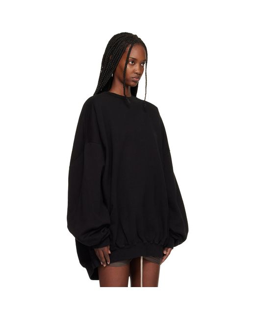 Rick Owens Black Temple Hun Crewneck Sweatshirt