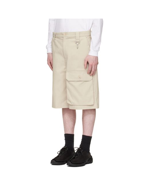 Reese Cooper Natural Cotton Herringbone Patch Pocket Shorts for men
