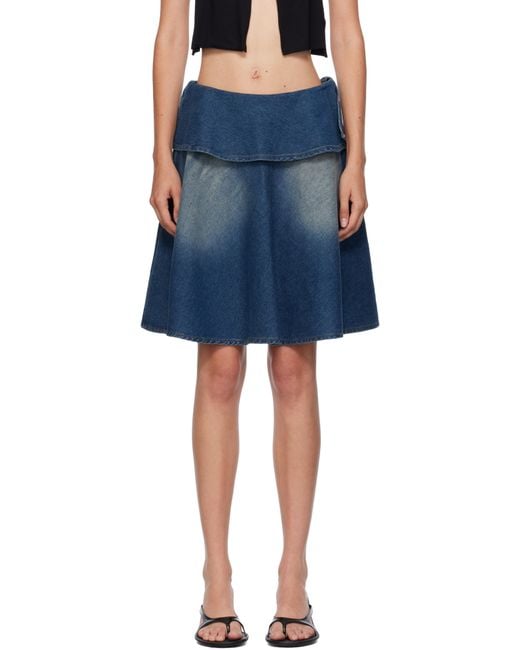 GIMAGUAS Blue Ruffle Denim Miniskirt