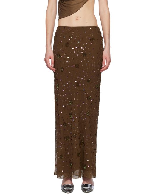 Mirror Palais Black Beaded Maxi Skirt