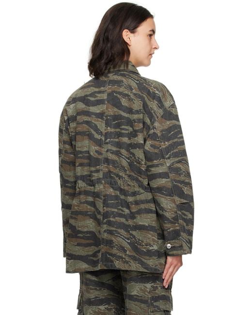 Alexander Wang Black Green Camouflage Denim Jacket