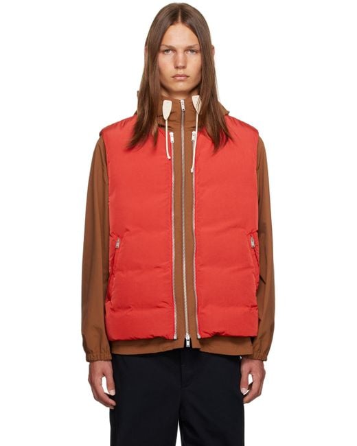 Jil Sander Brown & Red Jacket & Down Vest Set for men