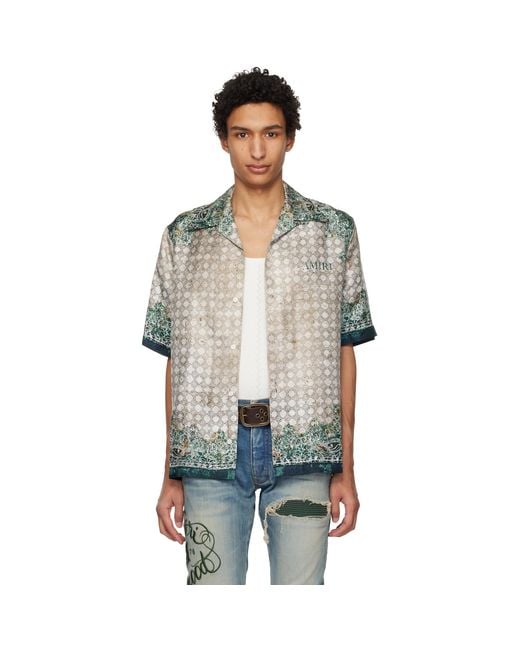 Amiri Black Bandana Bowling Shirt for men