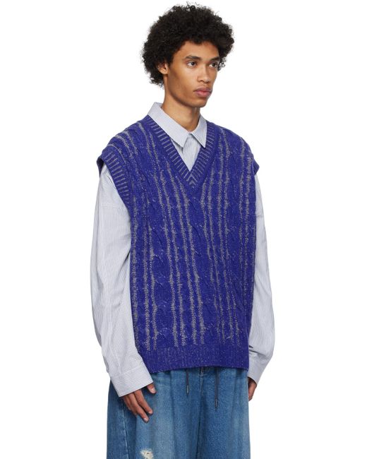 Juun.J Blue Cable Knit Vest for men