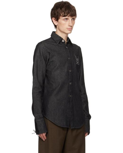 Ludovic de Saint Sernin Black Button Denim Shirt for men