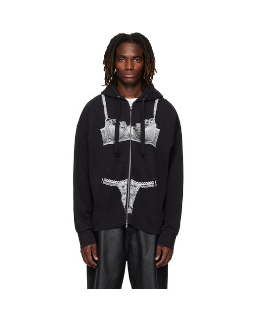 VAQUERA Black Trompe'Oeil Zip Hoodie for men