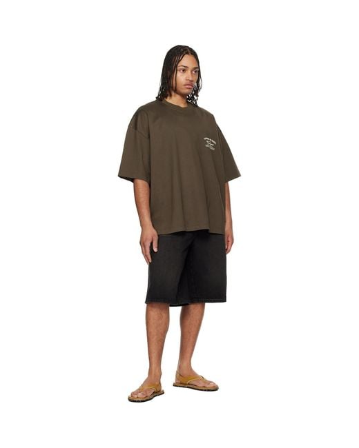 Wooyoungmi Brown Khaki Lettering Graphic T-Shirt for men