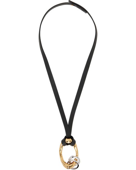 Jil Sander Black Leather Necklace for men