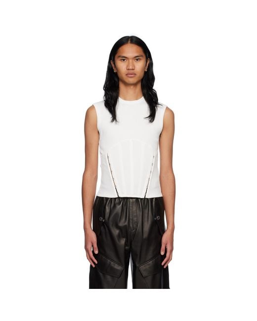 Dion Lee Black White Split Hem Tank Top for men