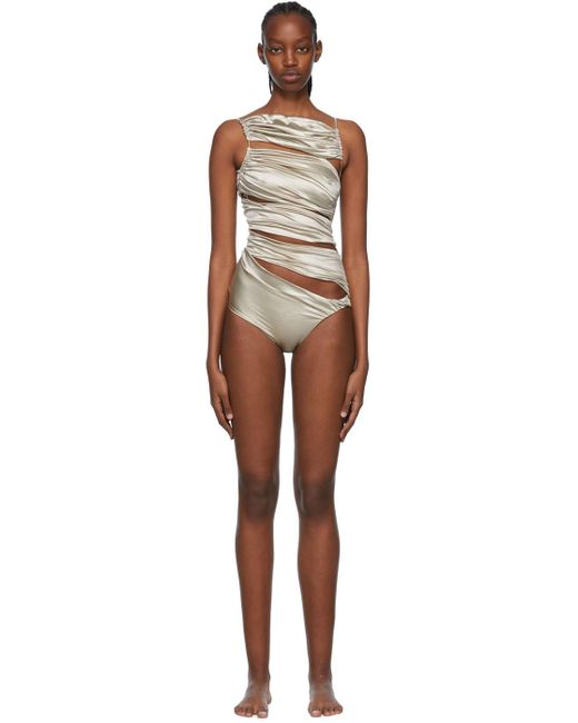 Isa Boulder Synthetic Appleskin One piece Swimsuit In Silver Metallic 