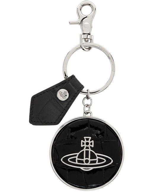 Porte-clés noir et argenté à breloque à orbe gaufrée façon croco Vivienne Westwood pour homme en coloris Black